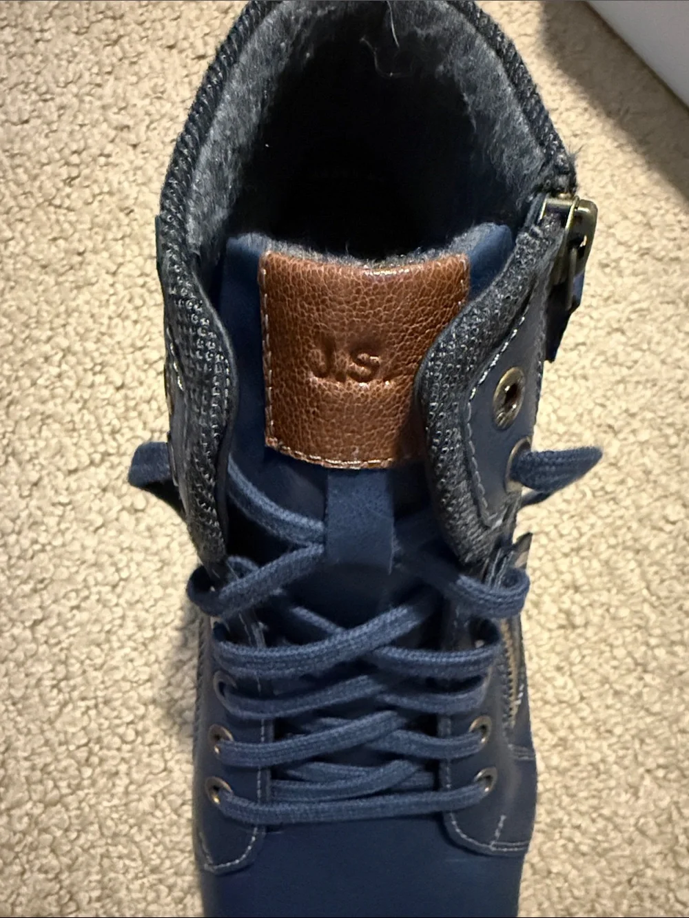 New Men's Josef Seibel Leather Navy High-Top Sneaker Boot 42/ 9.5